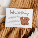 Bear Theme Babydusche Anfrage Begleitkarte<br><div class="desc">Niedliche Babyduschbücher zum Thema Bären für Babykarten mit Illustration eines Bären. Diese Karte frage den Gästen Bücher anstelle einer Karte mitzunehmen. Schicken Sie das mit der Einladungskarte. Ideal für eine geschlechtsneutrale Sommerdusche.</div>