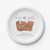 Bear Theme Gender Reveal Party Paper Plate Pappteller (Vorderseite)