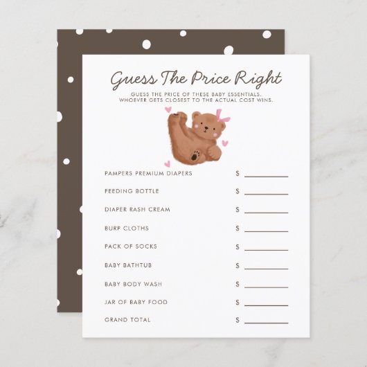 Bear Theme Girl Babydusche schätzen den Preis rich (Vorne/Hinten)