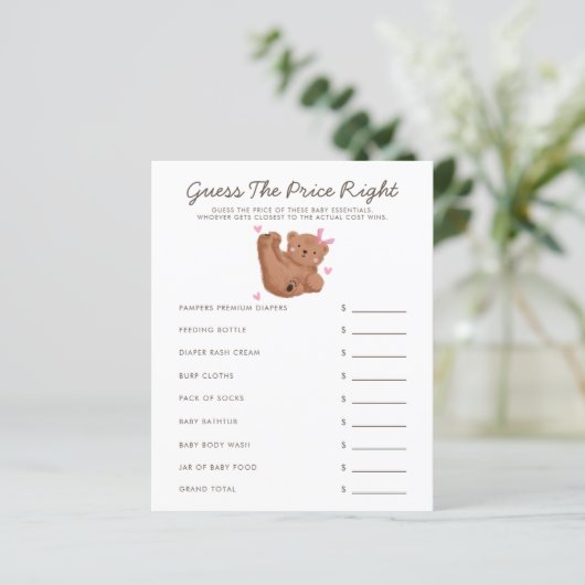 Bear Theme Girl Babydusche schätzen den Preis rich (Stehend Vorderseite)