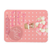 Bear Theme Pink Peach Heißluftballon Babydusche Magnet (Horizontal)
