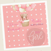 Bear Theme Pink Peach Heißluftballon Babydusche