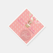 Bear Theme Pink Peach Heißluftballon Babydusche Serviette (Ecke)