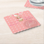 Bear Theme Pink Peach Heißluftballon Babydusche Untersetzer (angewinkelt)