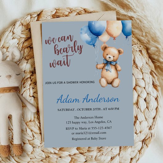 Bear-Themed Baby Dusche Einladung