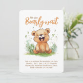 Bear Themed Baby Dusche Einladung (Stehend Vorderseite)
