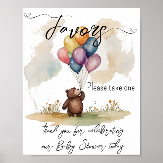 Bear Themed Gender Neutral Baby Duwer Favoriten Poster (Vorne)