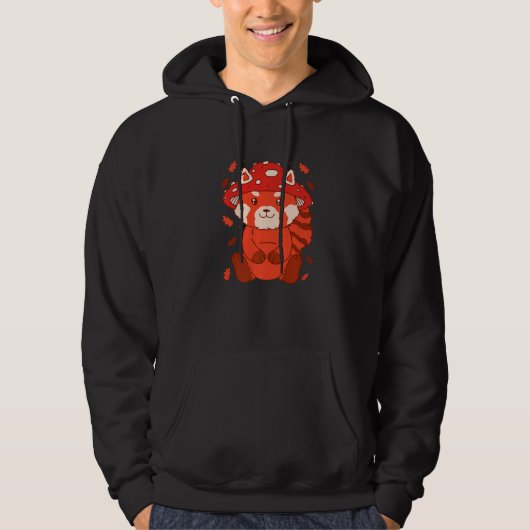 Bear Toadstool Hat Autumn Cat Bear Red Panda   Hoodie (Vorderseite)