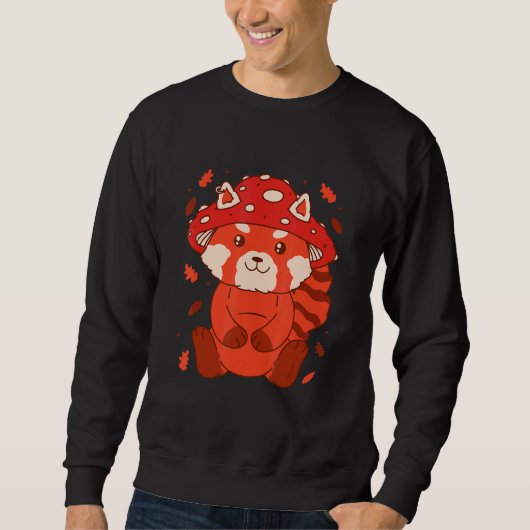 Bear Toadstool Hat Autumn Cat Bear Red Panda Sweatshirt (Vorderseite)