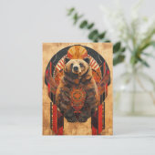 Bear Totem – Strength in Deco Style Postkarte (Stehend Vorderseite)