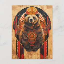 Bear Totem – Strength in Deco Style Postkarte
