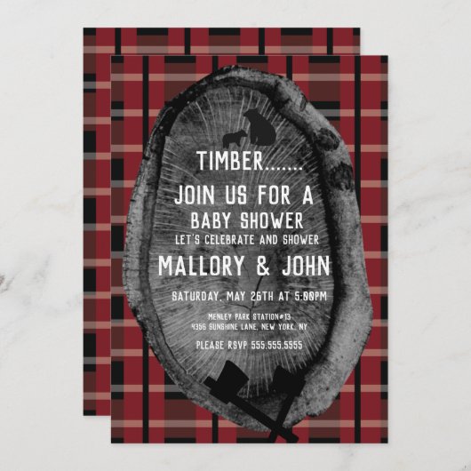 Bear Trail Woods Adventure Lumbar Jack Einladung (Vorne/Hinten)