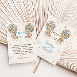 Bear Twin Boys Dusche Pastel Blue Beige Vielen Dan Dankeskarte