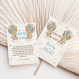 Bear Twin Boys Dusche Pastel Blue Beige Vielen Dan Dankeskarte