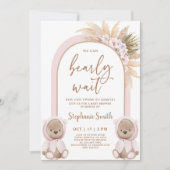 Bear Twin Girls Babydusche Einladung (Vorderseite)