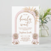 Bear Twin Girls Babydusche Einladung (Stehend Vorderseite)