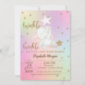 Bear, Twinkle Little Star Holographic Baby Showroo Einladung (Vorderseite)