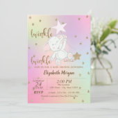 Bear, Twinkle Little Star Holographic Baby Showroo Einladung (Stehend Vorderseite)