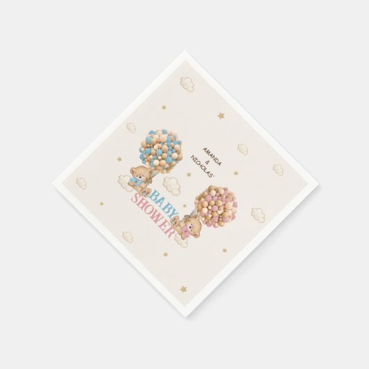 Bear Twins Dusche Pink Blue Boy Girl Serviette (Ecke)