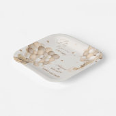 Bear Twins Geschlecht Neutral Brown Beige Baby Dus Pappteller (Gewinkelt)