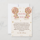 Bear Twins Girl Duschpadel Pink Beige Dankeskarte (Vorderseite)