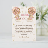 Bear Twins Girl Duschpadel Pink Beige Dankeskarte (Stehend Vorderseite)