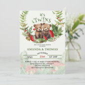 Bear Twins Woodland Themed Baby Dusche Einladung (Stehend Vorderseite)