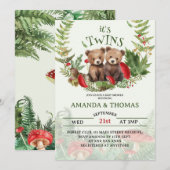 Bear Twins Woodland Themed Baby Dusche Einladung (Vorne/Hinten)
