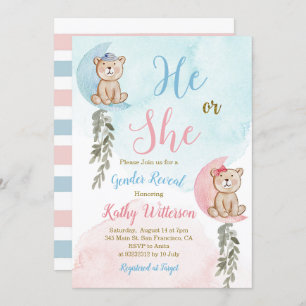 Bear über den Mond Er oder sie Gender-Offenbarung Einladung