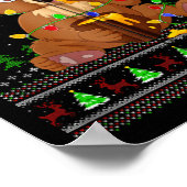 Bear Ugly Sweater Xmas Lights Weihnachtsmannmütze  Poster (Ecke)