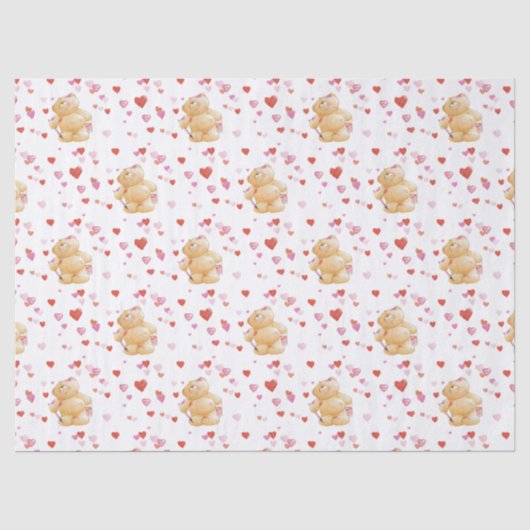Bear Valentine's Day Tissue Paper Seidenpapier (Vorderseite)