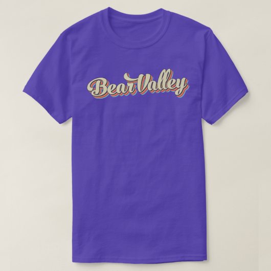 Bear Valley TShirt Retro Art Baseball machen Vinta (Design vorne)