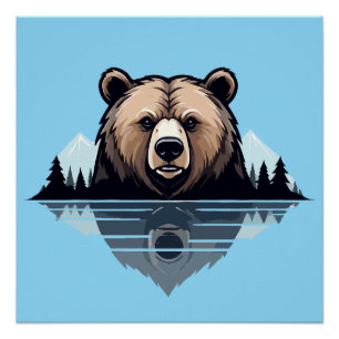 Bear Vector Art Animal Modern Urban City Grafik Poster