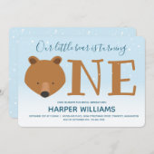 Bear verwandelt ein Wintertier zum 1. Geburtstag Einladung (Vorne/Hinten)