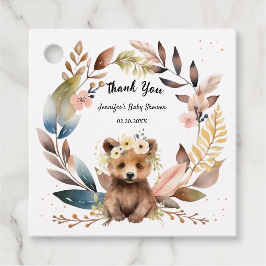 Bear Wait Baby Dusche Niedlich Bear Theme Geschenkanhänger (Vorderseite)