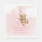 Bear Wait Pink Teddy Bear Napkins Serviette (Vorderseite)