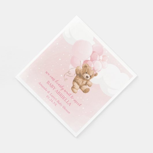 Bear Wait Pink Teddy Bear Napkins Serviette (Ecke)