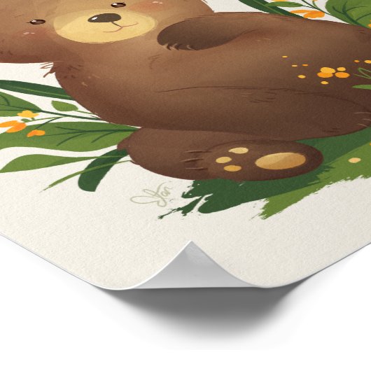 Bear ・ Waldtiere sein tapfer Illustration Poster (Ecke)