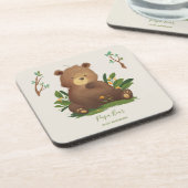 Bear ・ Waldwald Tier Rustikale Illustration Getränkeuntersetzer (Linke Seite)