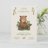 Bear ・ Waldwald Tierrustikale Babydusche Einladung (Stehend Vorderseite)