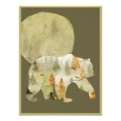 Bear Walking in Woods Moon Painted Forest Wildlife Fotodruck (Vorne)