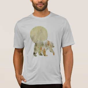 Bear Walking in Woods Moon Painted Forest Wildlife T-Shirt