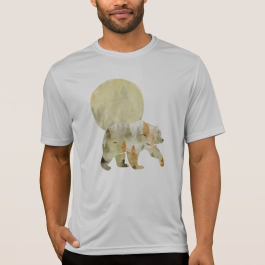 Bear Walking in Woods Moon Painted Forest Wildlife T-Shirt (Vorderseite)