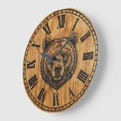 Bear Wall Clock - Wooden Style Design Große Wanduhr (Winkel)