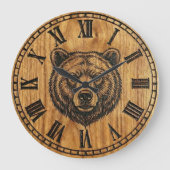 Bear Wall Clock - Wooden Style Design Große Wanduhr (Vorderseite)