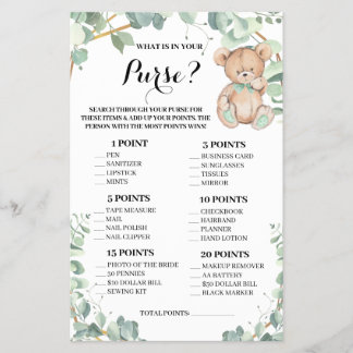 Bear Was in deiner Purse Baby Shower Game Card ist Flyer