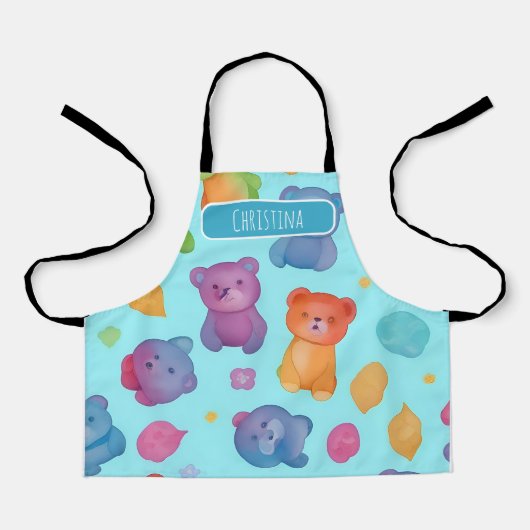 Bear Watercolor Personalisiertes Muster Schürze (Vorderseite)