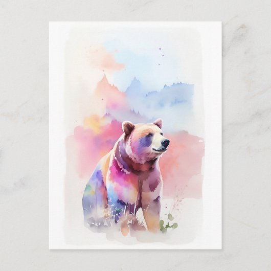 Bear Watercolor Portrait 2 Postkarte (Vorderseite)