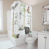 Bear Watercolor Wildlife Woodland Forest Animes Duschvorhang (Beispiel)