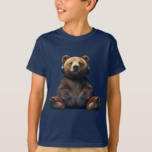 Bear Wearing Headphones T-Shirt (Vorderseite)